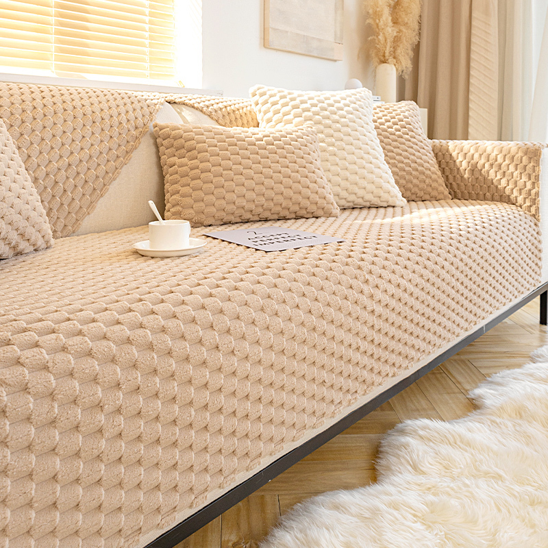 Honeycomb Plush Thickened Non-slip Sofa Cover
