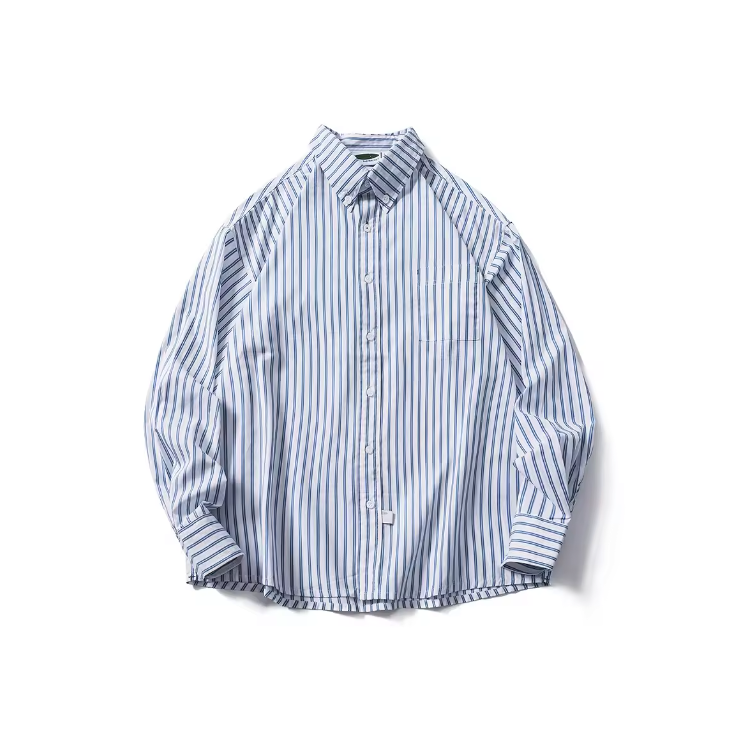 Striped Lapel Baggy Shirt