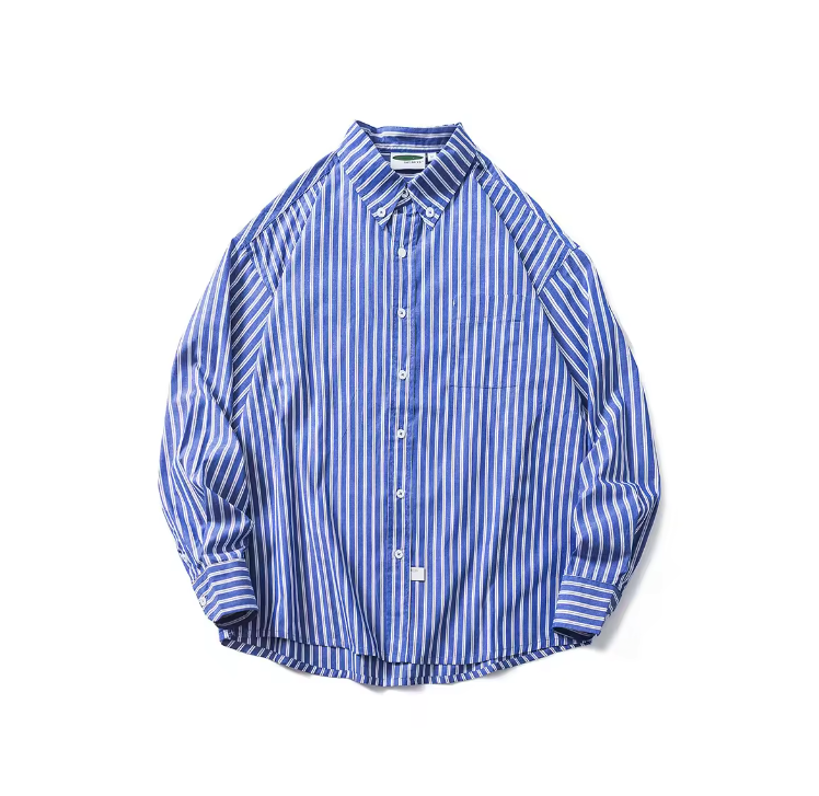 Striped Lapel Baggy Shirt