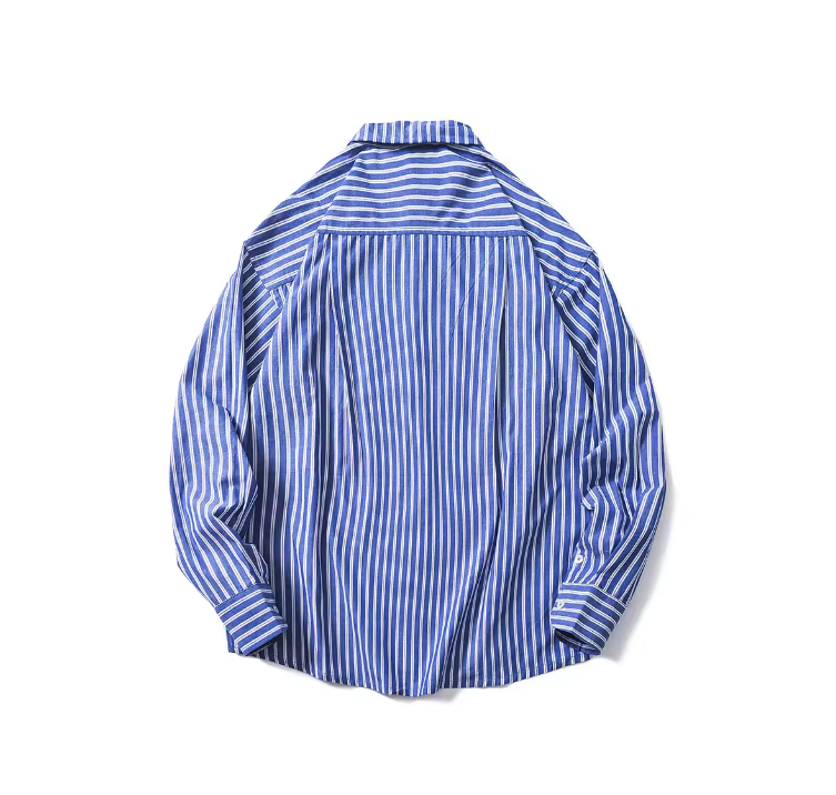 Striped Lapel Baggy Shirt