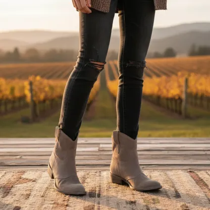 Luxury Women's Suede Ankle Boots Non-Slip Slip-On