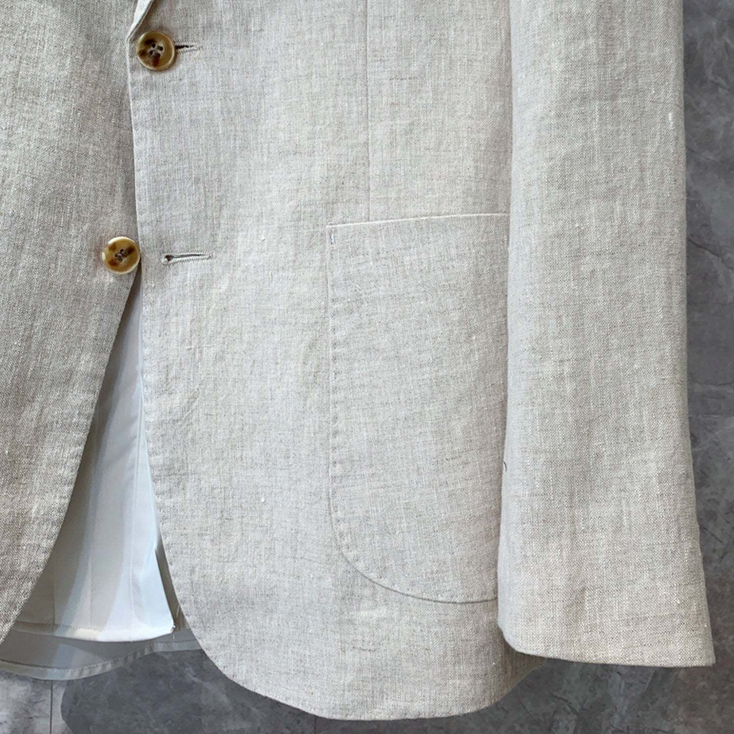 Men's Casual Formal 2 Pcs Summer Linen Notch Lapel Suit