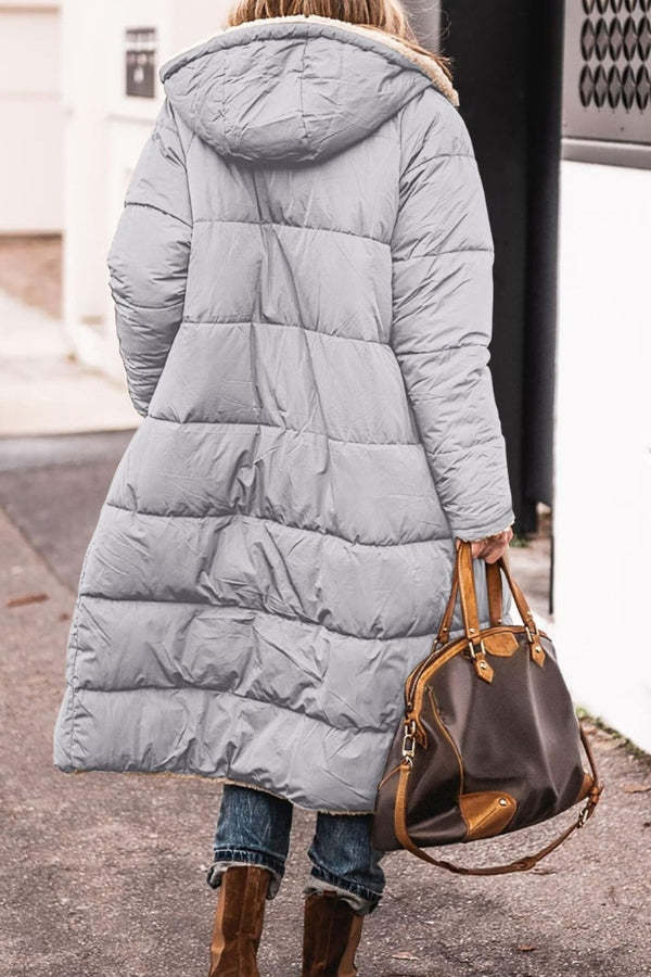 Solid Colored Hooded Quilted Jacket