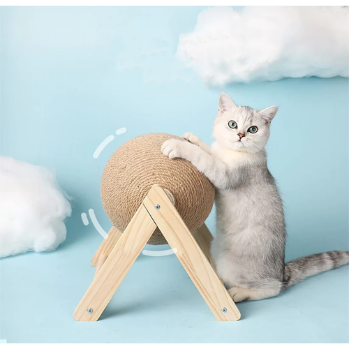 Cat Scratching Ball Toy Kitten Sisal Rope Ball Board-gladdween