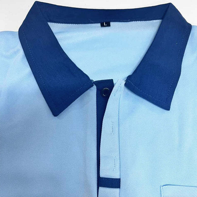 Men's Casual Color Block Pocket Short Sleeve Shirt