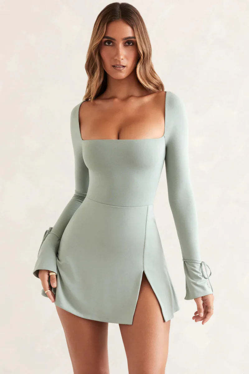 Long-sleeved mini dress