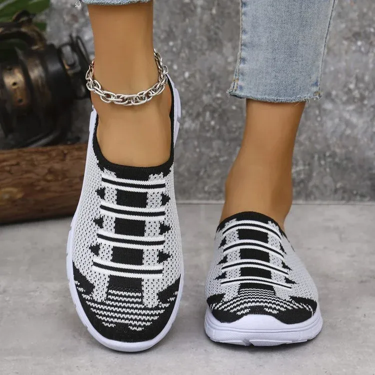 Women’s Slip-On Walking Mules with Breathable Air Mesh and Platform Rubber Outsole