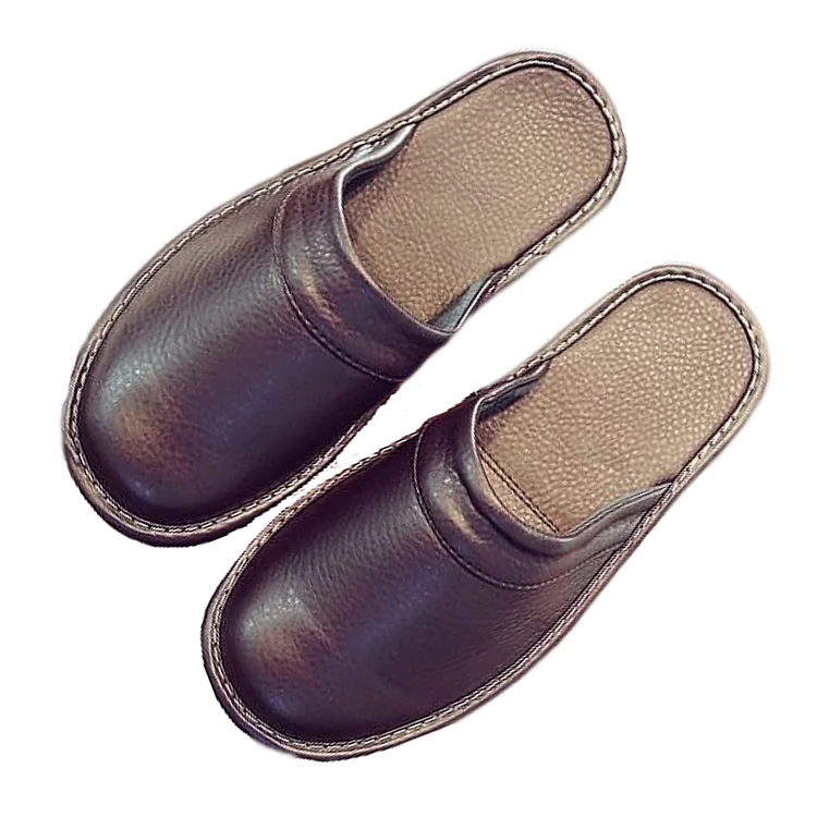 Leather Flat Men Slippers Light Odorless Leisure Shoes