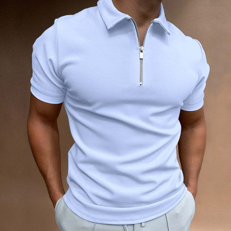 Men's Lapel Spring Zip Up Shirt