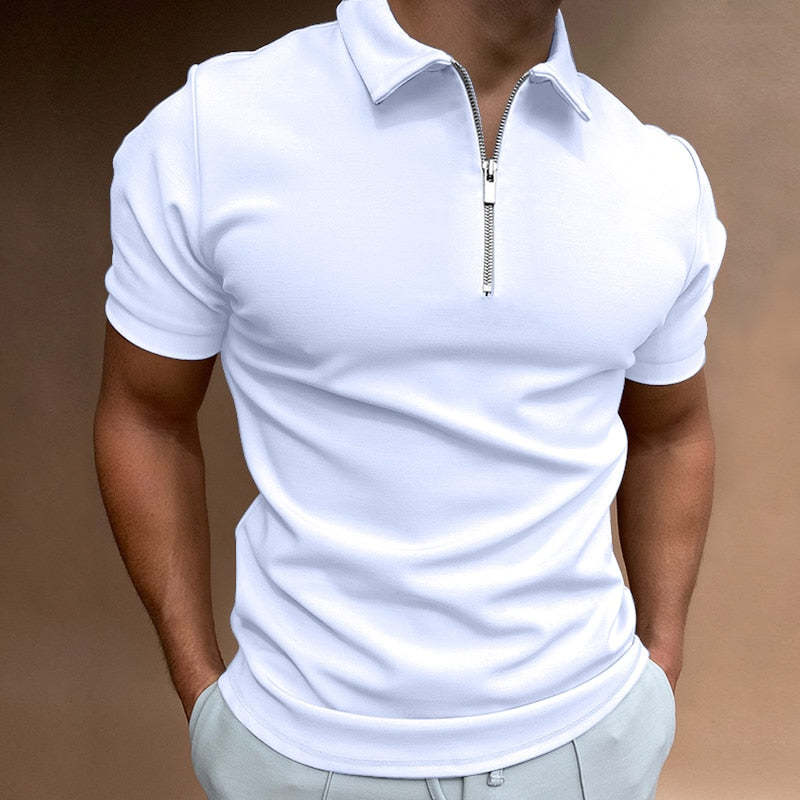 Men's Lapel Spring Zip Up Shirt