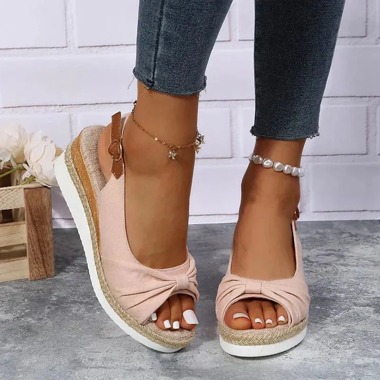 Women’s Bow Knot Espadrilles Platform Sandals With Ankle Strap