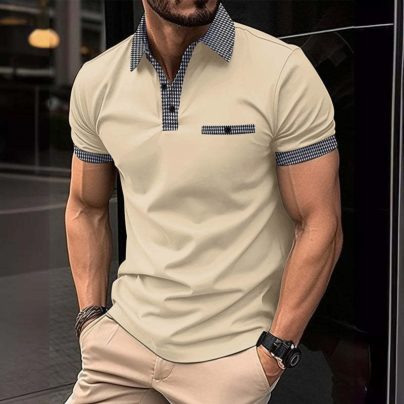 Men's Button Down Colorblock Sports Short Sleeve Shirt