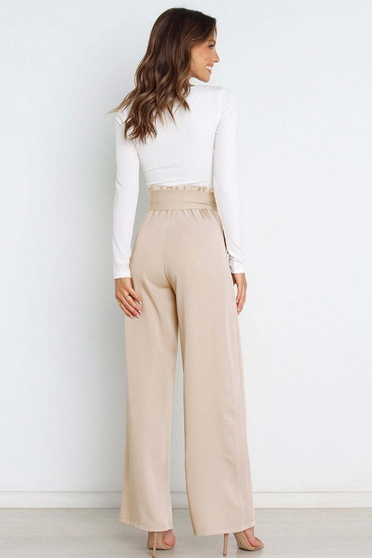 Maricel - casual tie-front loose straight long pants
