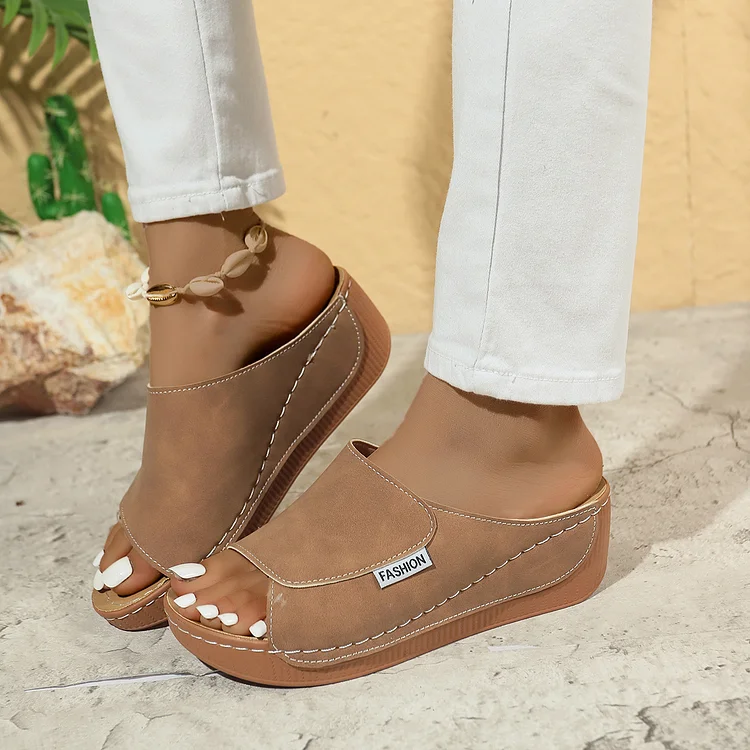 Comfortable Arch Support Slides Women’s Solid Color Sandals