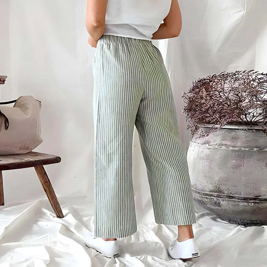 Eira - Casual Striped Trousers - Chic - Cotton - Everyday Wear