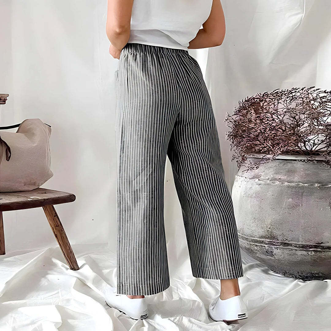 Eira - Casual Striped Trousers - Chic - Cotton - Everyday Wear