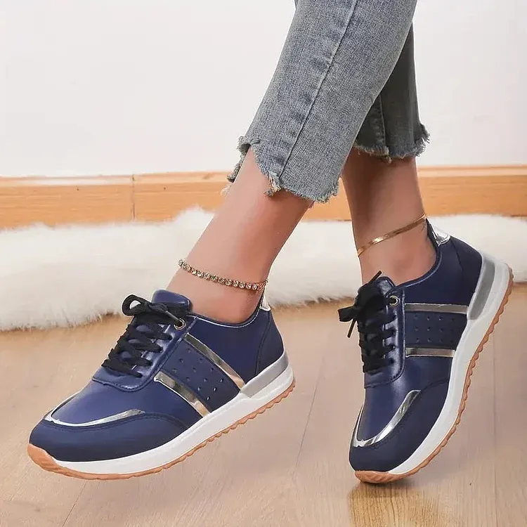 Orthopedic Women Shoes Leather Breathable Comfy Summer Platform Sneakers