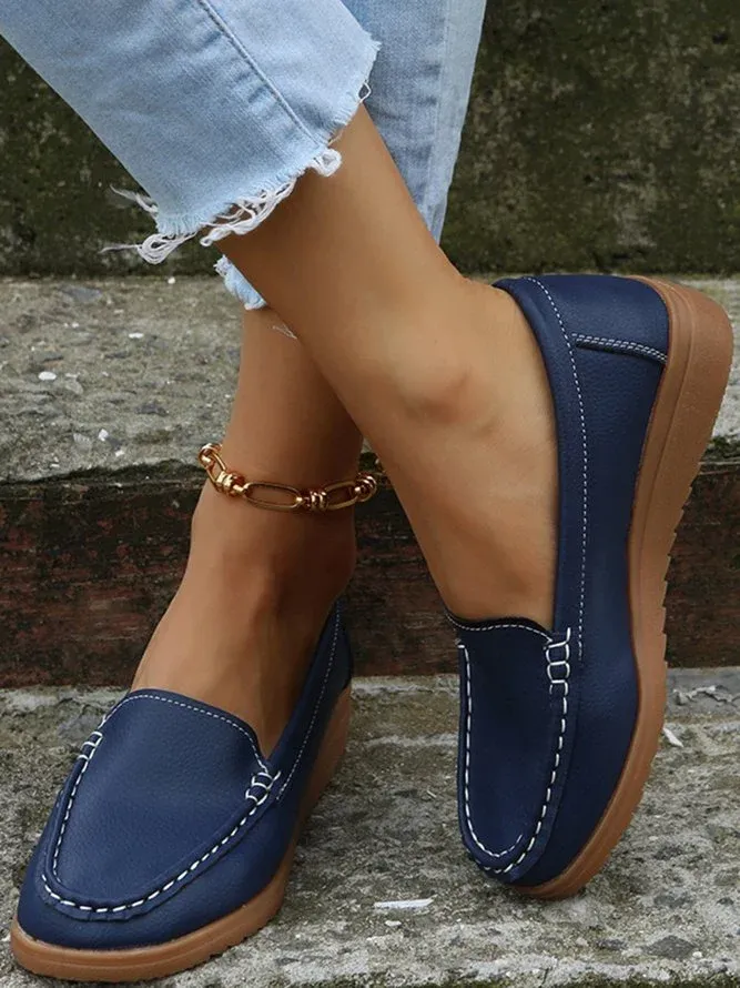 Plain Color Casual Loafers Flats