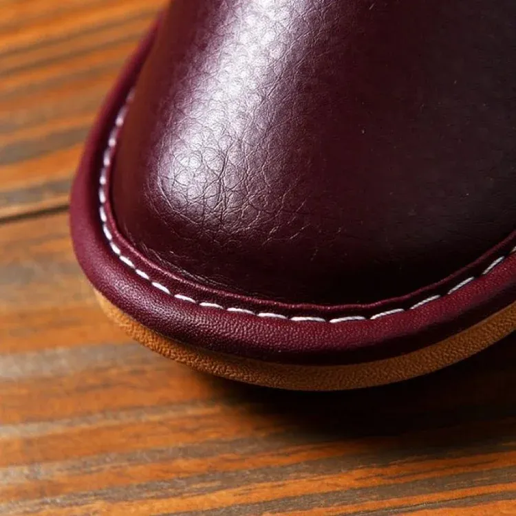 Leather Flat Men Slippers Light Odorless Leisure Shoes