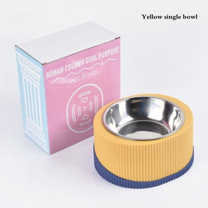 Pet Cat Dog Bowl Double Raised Stand Stainless Steel Dog Cat Food Bowl-gladdween