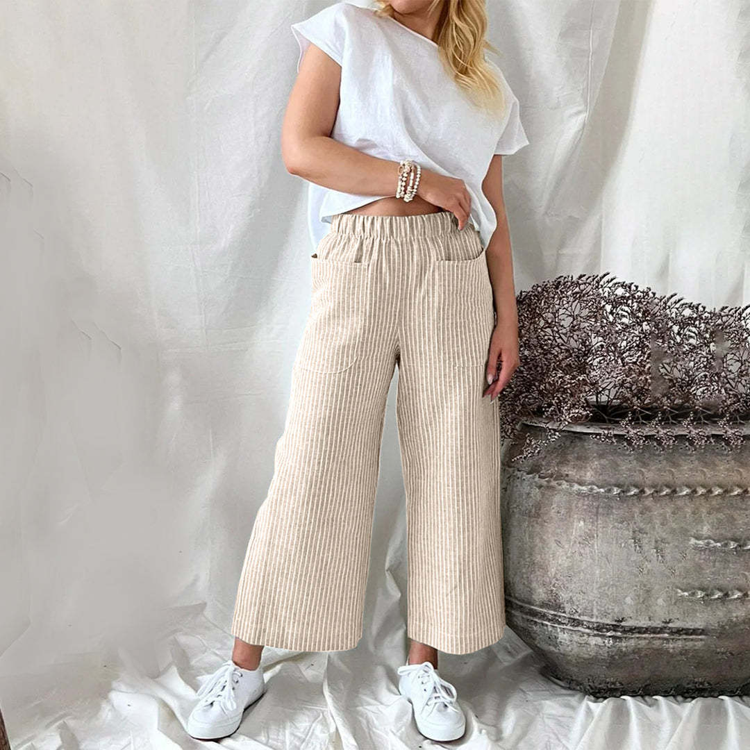 Eira - Casual Striped Trousers - Chic - Cotton - Everyday Wear