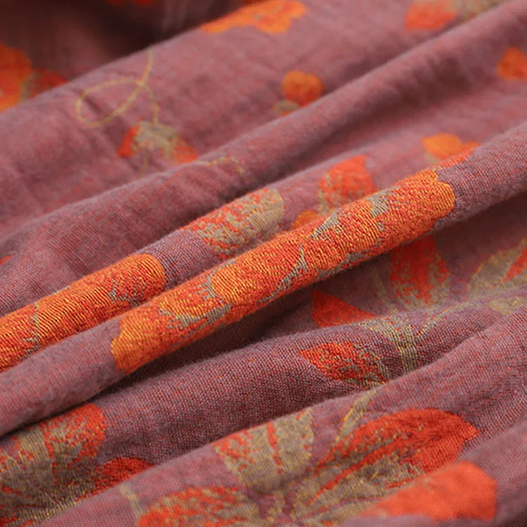 Flower Jacquard Cotton V-Neck Bathrobe Pajama