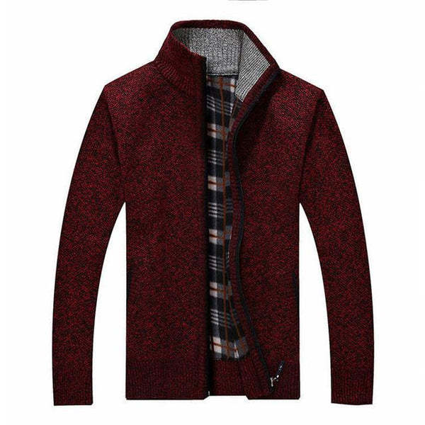 Autumn and Winter Zipper Sweater Men's Warm Knit Coat