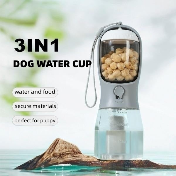 3in1 Dog Water Cup with Food and Waste Bag Holder