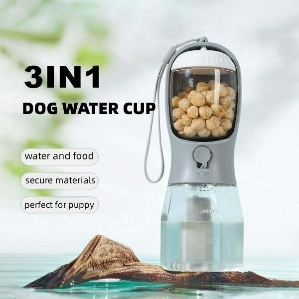 3in1 Dog Water Cup with Food and Waste Bag Holder