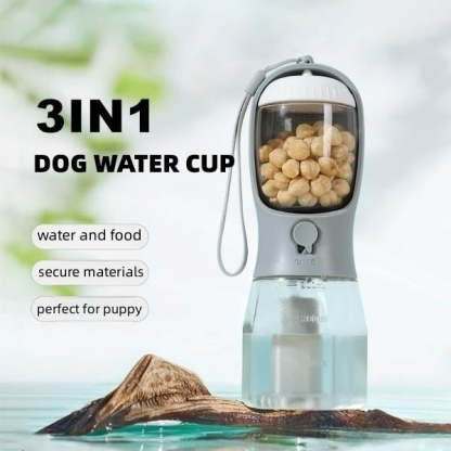 3in1 Dog Water Cup with Food and Waste Bag Holder