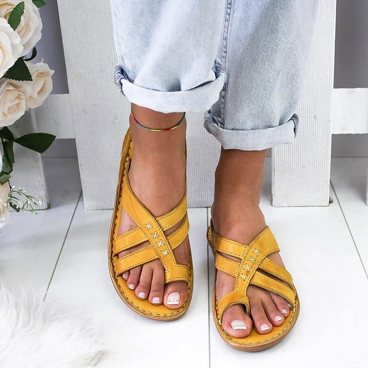 Women Casual Comfy Toe Ring Criss-Cross Sandals Shoes