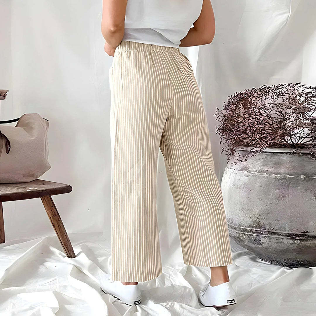 Eira - Casual Striped Trousers - Chic - Cotton - Everyday Wear