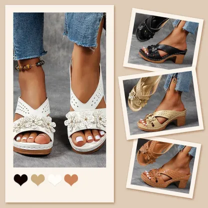 Flower Wedge Heel Women's Sandals