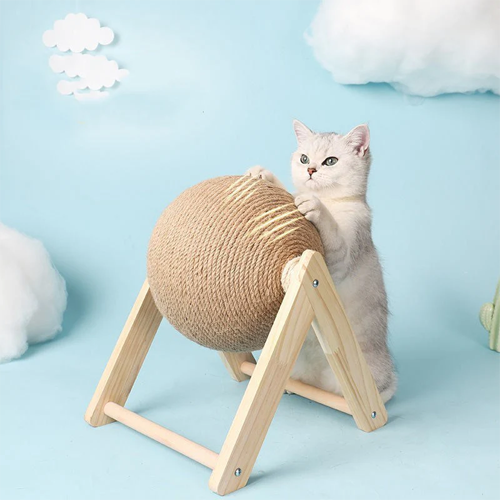 Cat Scratching Ball Toy Kitten Sisal Rope Ball Board-gladdween