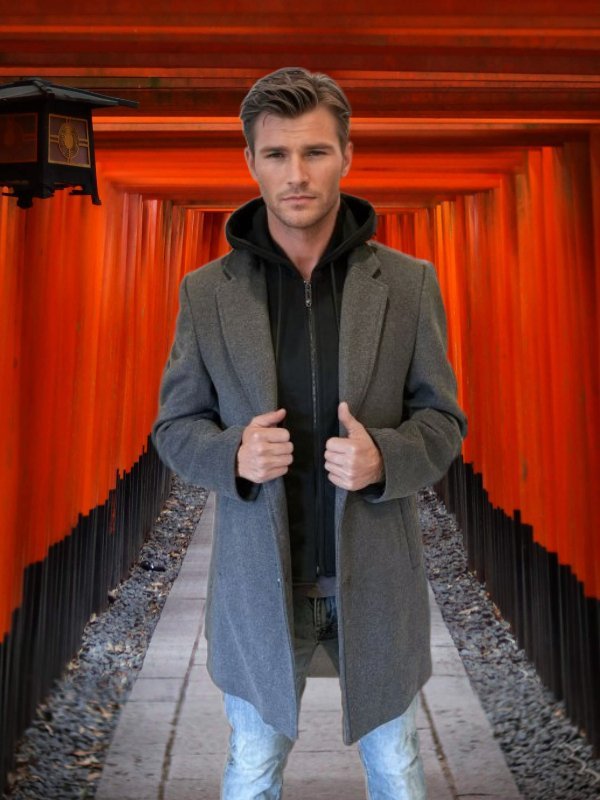 Casual Woolen Mid-Length Coat With Detachable Hat