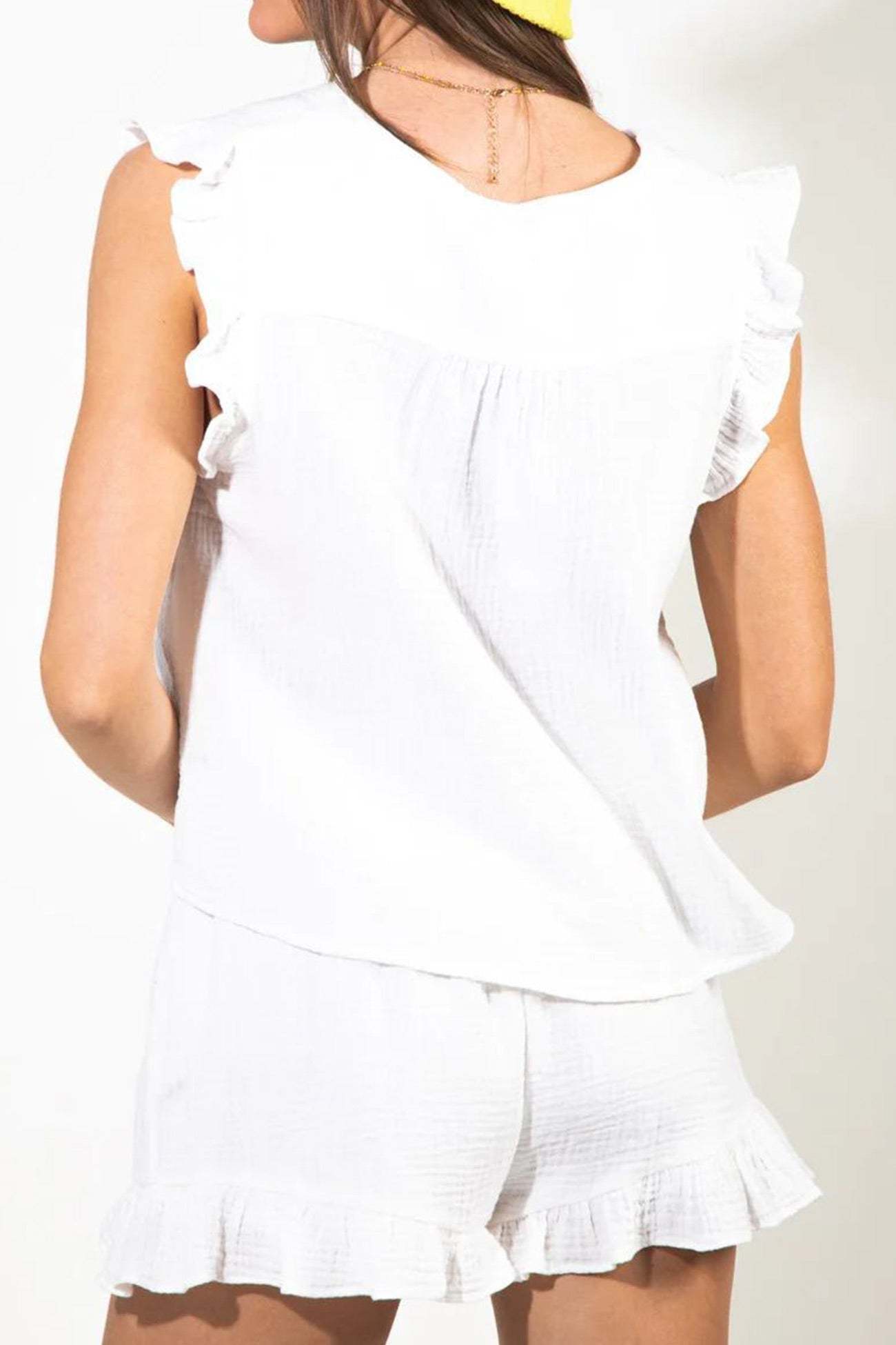 Lizzy - ruffle tank top and drawstring shorts set