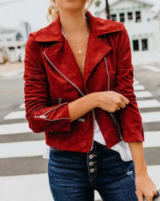 Suede like Vintage Solid Colour Jacket