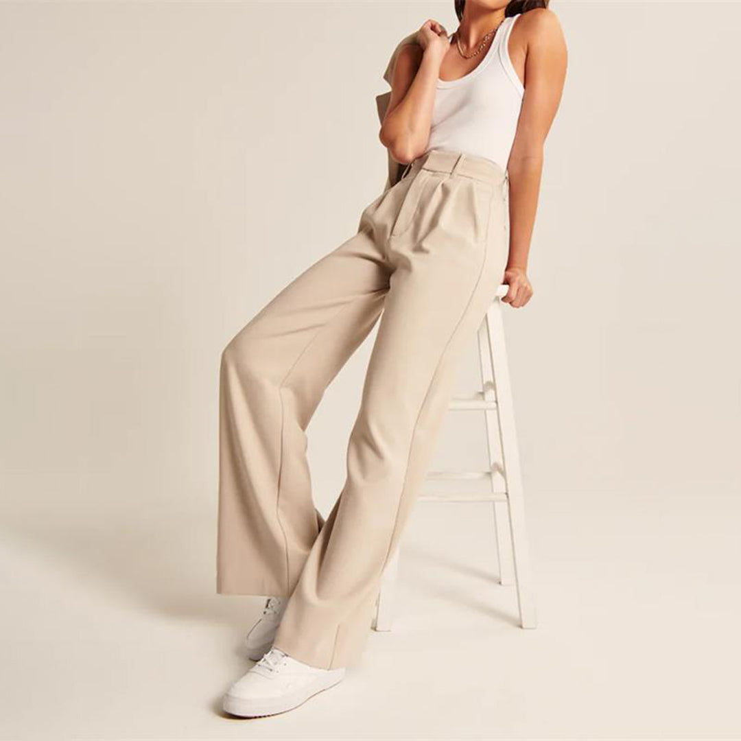 Lottie - Loose High Waist Trousers - Casual - Cotton - Everyday Wear