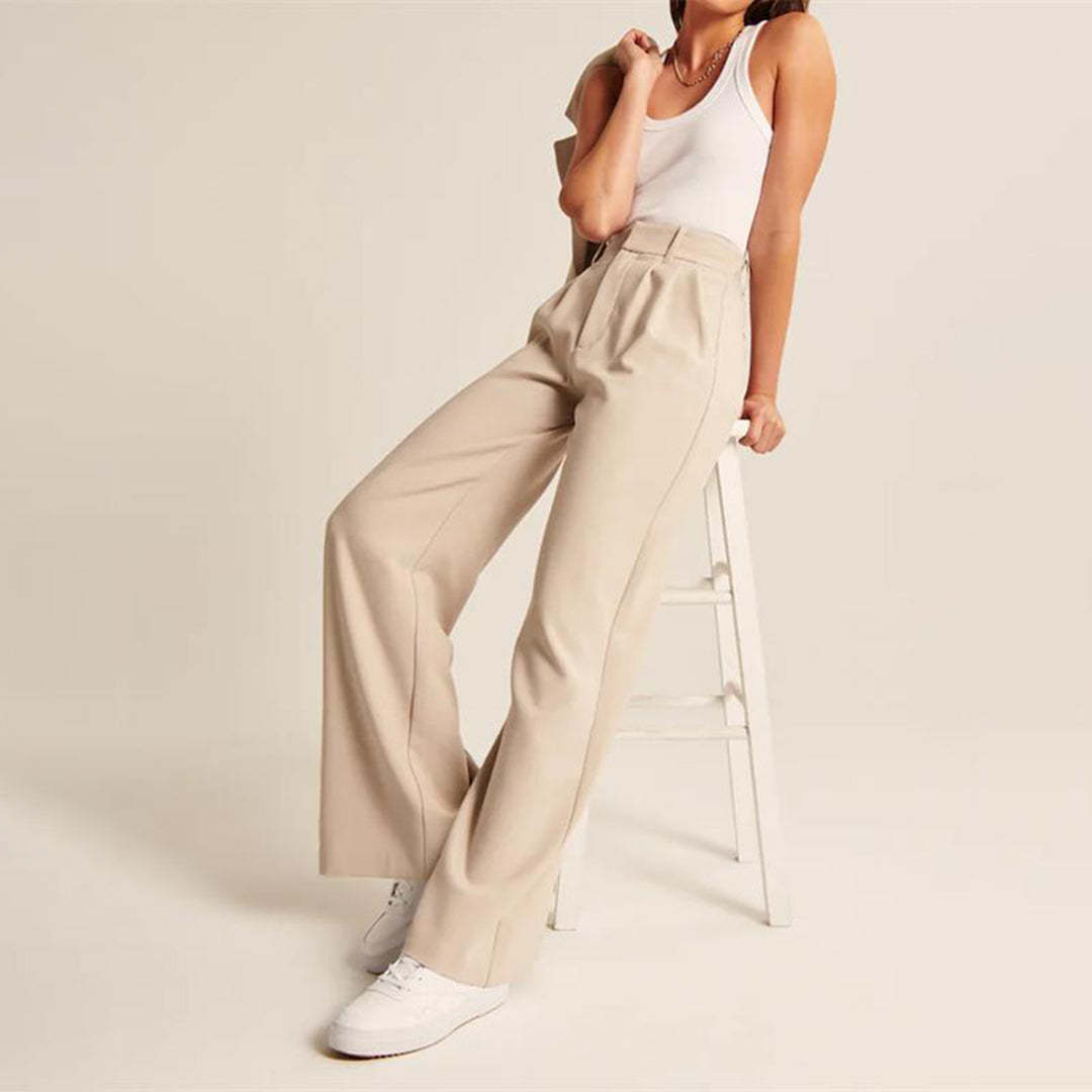 Lottie - Loose High Waist Trousers - Casual - Cotton - Everyday Wear