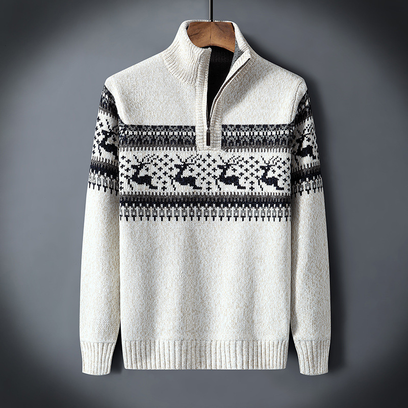 Christmas designed high collar jumper for men