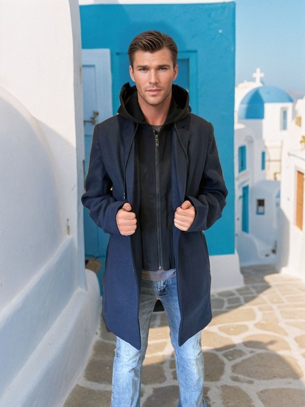 Casual Woolen Mid-Length Coat With Detachable Hat