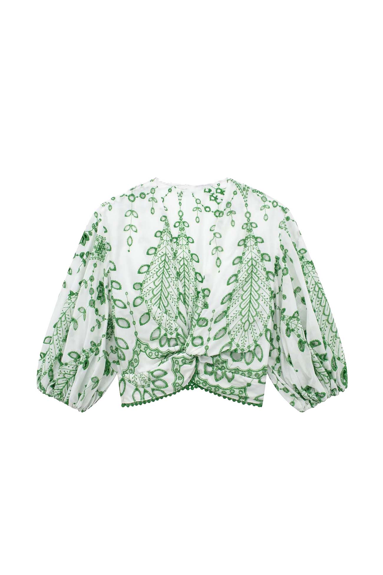 Elle - hollow embroidery v neck twisted shorts set