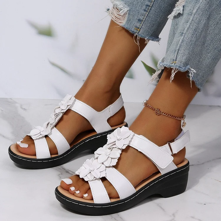 Orthopedic Comfortable Sandals Women Round Toe Summer Flower Slippers