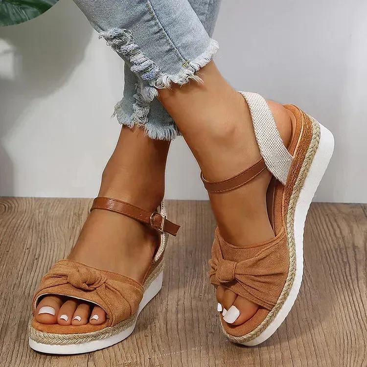 Women’s Bow Knot Espadrilles Platform Sandals With Ankle Strap