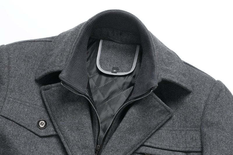 Autumn and Winter Double Collar Wool Overcoat