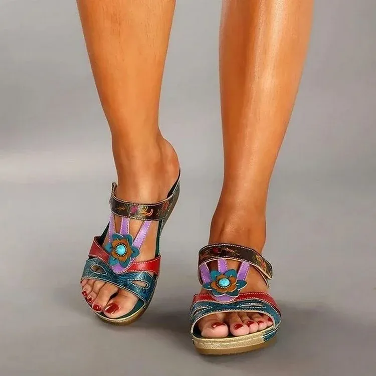 Trendy Womens Sandals With All Day Comfort And Colorful Floral Design