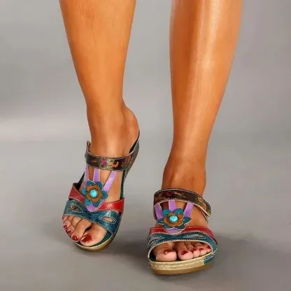 Trendy Womens Sandals With All Day Comfort And Colorful Floral Design