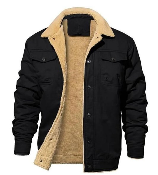 Men's polyester fleece cargo jacket