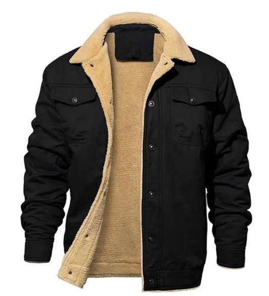Men Fleece-Lined Cotton Cargo Casual Jacket