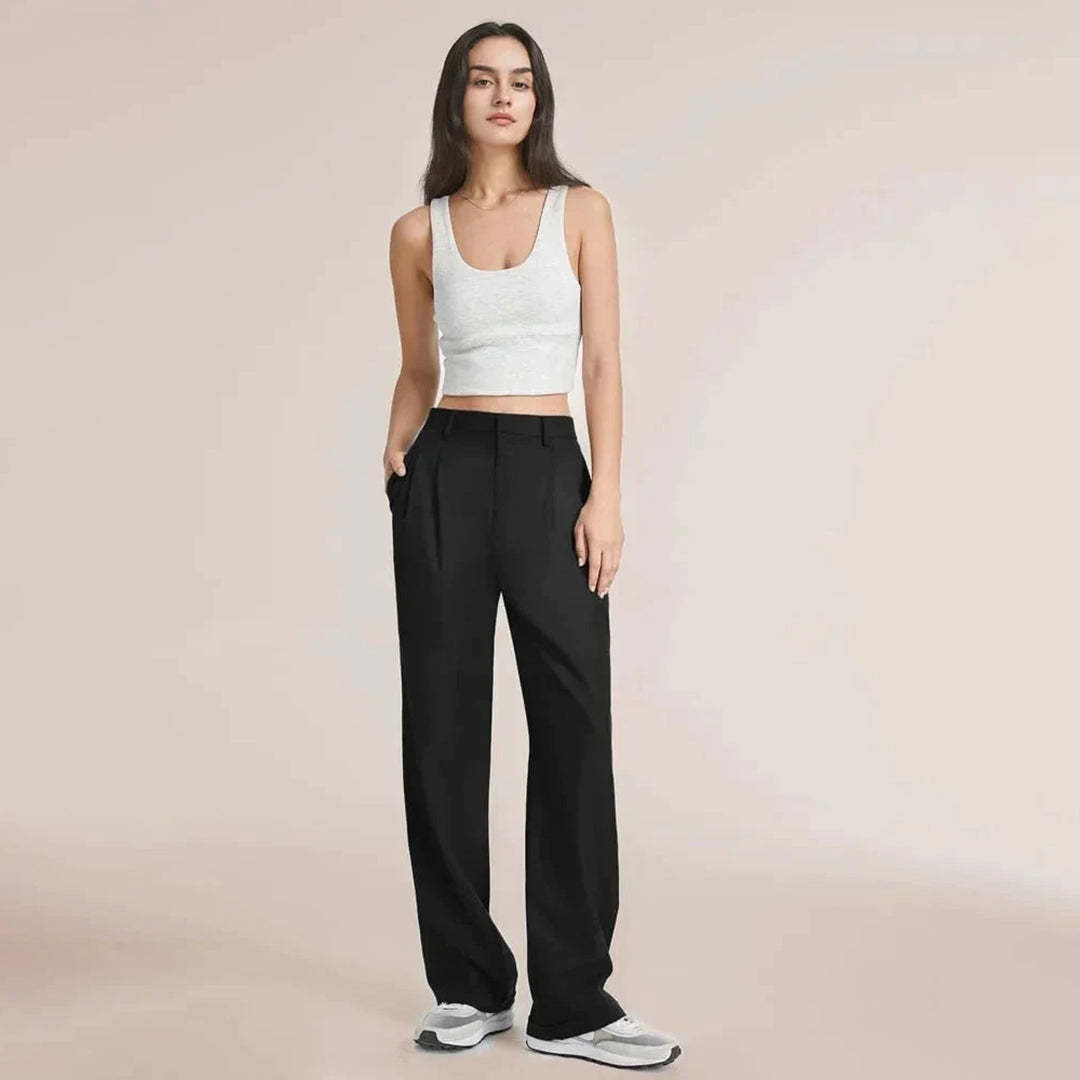 Lottie - Loose High Waist Trousers - Casual - Cotton - Everyday Wear